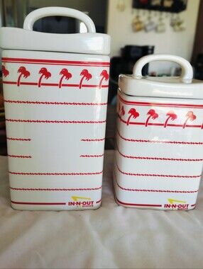 Rare In-N-Out Burger Employee Exclusive Ceramic Canister Set (2 Jars) - Limited